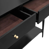 Ian Console Table, 2 Drawers w Shelf, Modern Black, 42 Inch Rectangular - BM352148