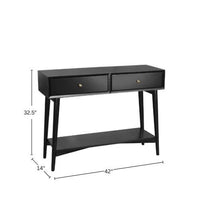 Ian Console Table, 2 Drawers w Shelf, Modern Black, 42 Inch Rectangular - BM352148
