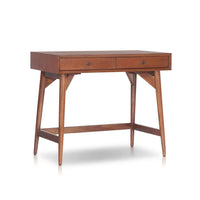 Ian Mini Office Desk, 2 Felt Lined Drawers, Chestnut Brown Wood 36 Inch - BM352149