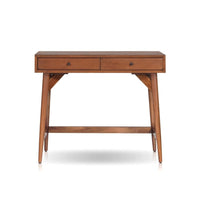 Ian Mini Office Desk, 2 Felt Lined Drawers, Chestnut Brown Wood 36 Inch - BM352149