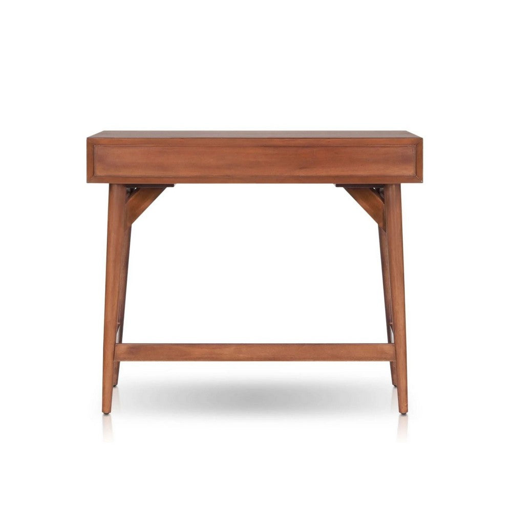 Ian Mini Office Desk, 2 Felt Lined Drawers, Chestnut Brown Wood 36 Inch - BM352149