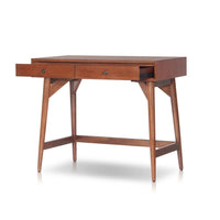 Ian Mini Office Desk, 2 Felt Lined Drawers, Chestnut Brown Wood 36 Inch - BM352149
