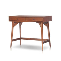 Ian Mini Office Desk, 2 Felt Lined Drawers, Chestnut Brown Wood 36 Inch - BM352149
