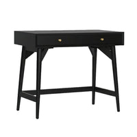 Ian Mini Office Desk, 2 Felt Lined Drawers, Modern Black Wood 36 Inch - BM352150
