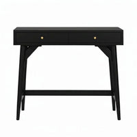 Ian Mini Office Desk, 2 Felt Lined Drawers, Modern Black Wood 36 Inch - BM352150