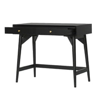 Ian Mini Office Desk, 2 Felt Lined Drawers, Modern Black Wood 36 Inch - BM352150