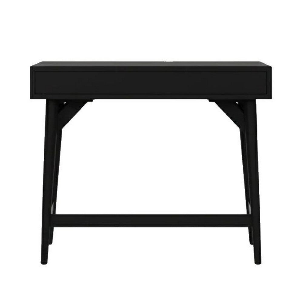 Ian Mini Office Desk, 2 Felt Lined Drawers, Modern Black Wood 36 Inch - BM352150