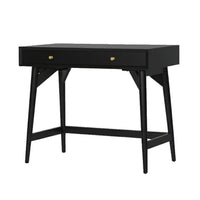 Ian Mini Office Desk, 2 Felt Lined Drawers, Modern Black Wood 36 Inch - BM352150
