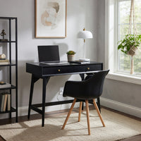 Ian Mini Office Desk, 2 Felt Lined Drawers, Modern Black Wood 36 Inch - BM352150