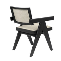 Hela Dining Chair Set of 2, Ivory Polyester Seat and Back, Black Wood - BM352151
