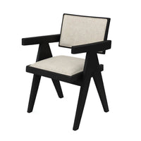 Hela Dining Chair Set of 2, Ivory Polyester Seat and Back, Black Wood - BM352151