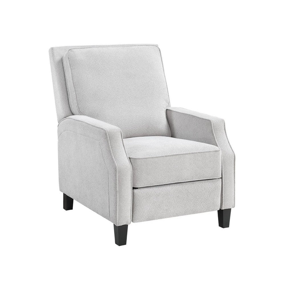 Naaz Push Back Recliner Chair, Cushioned Seat, Gray Polyester, Black Legs - BM352152
