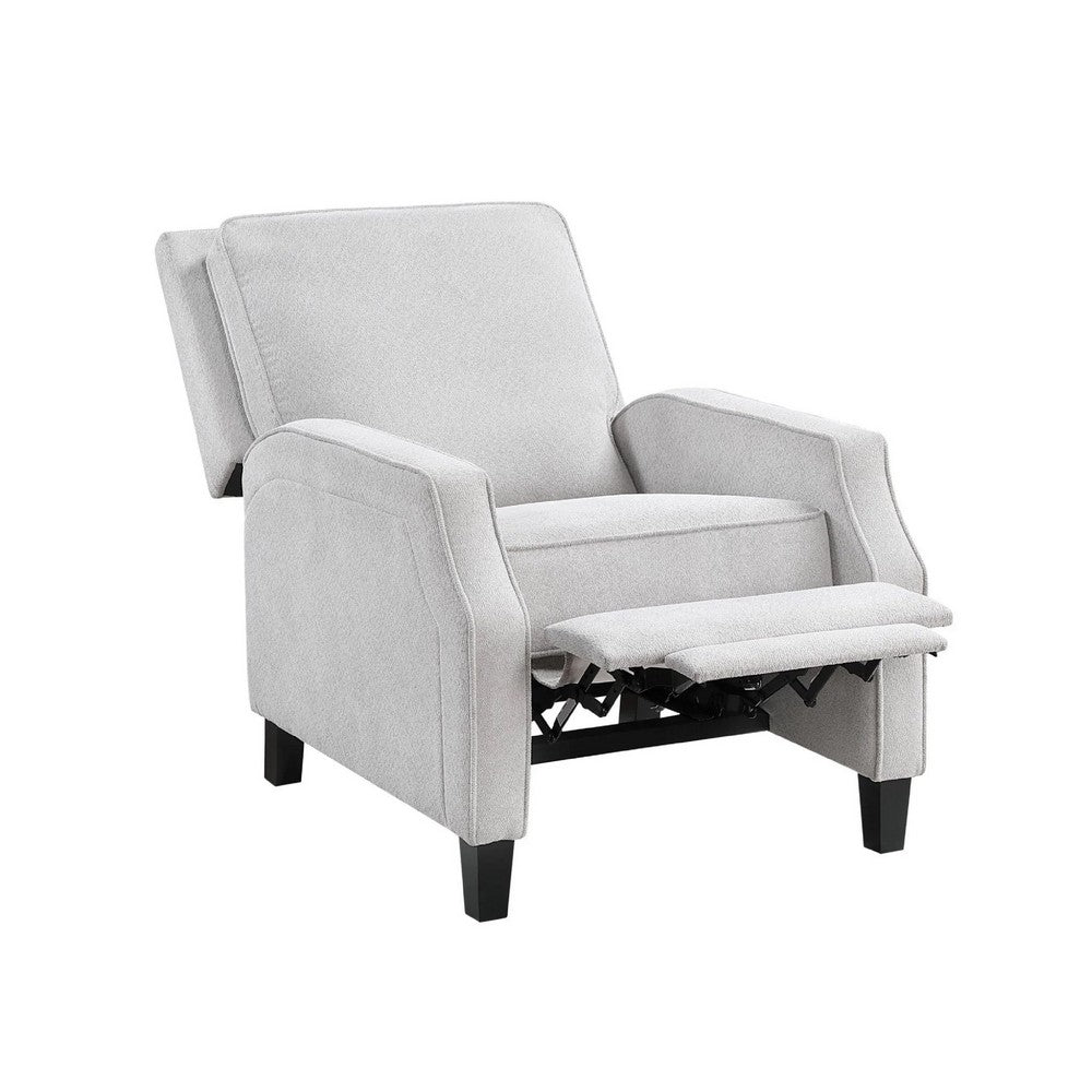 Naaz Push Back Recliner Chair, Cushioned Seat, Gray Polyester, Black Legs - BM352152