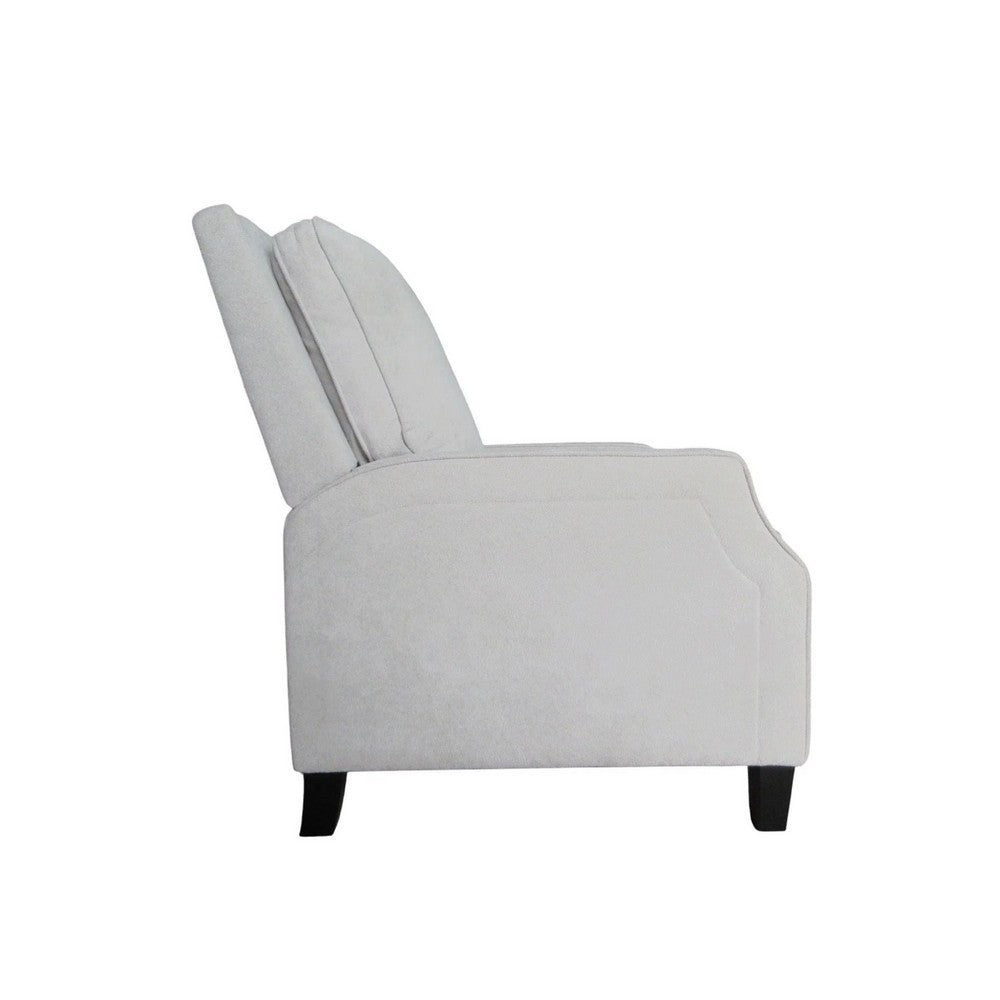 Naaz Push Back Recliner Chair, Cushioned Seat, Gray Polyester, Black Legs - BM352152