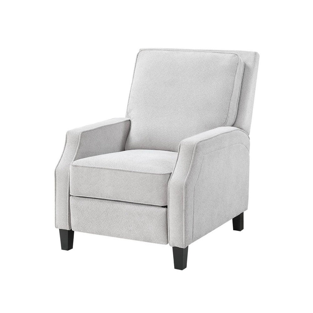 Naaz Push Back Recliner Chair, Cushioned Seat, Gray Polyester, Black Legs - BM352152