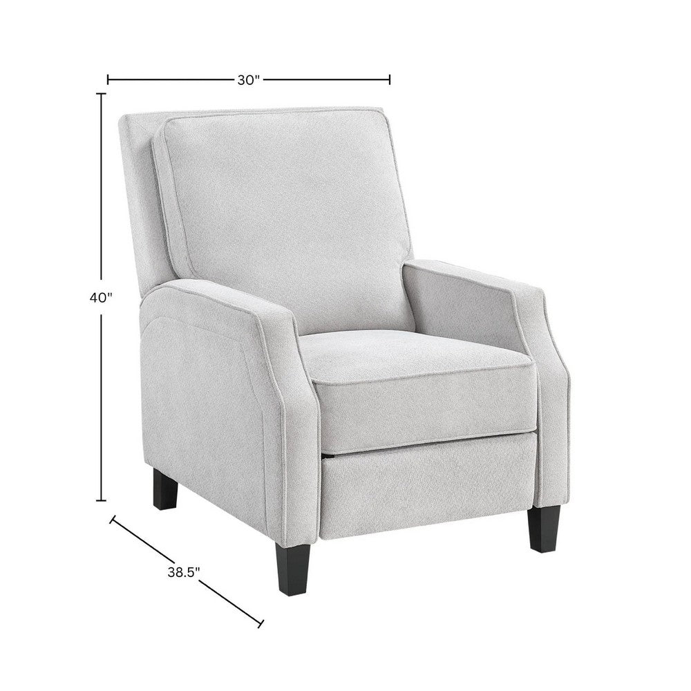 Naaz Push Back Recliner Chair, Cushioned Seat, Gray Polyester, Black Legs - BM352152