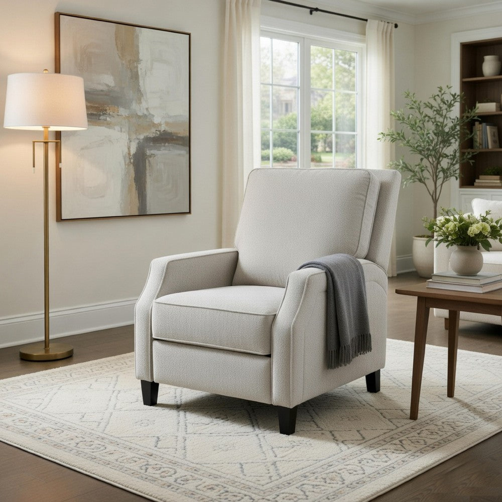 Naaz Push Back Recliner Chair, Cushioned Seat, Gray Polyester, Black Legs - BM352152