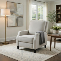 Naaz Push Back Recliner Chair, Cushioned Seat, Gray Polyester, Black Legs - BM352152