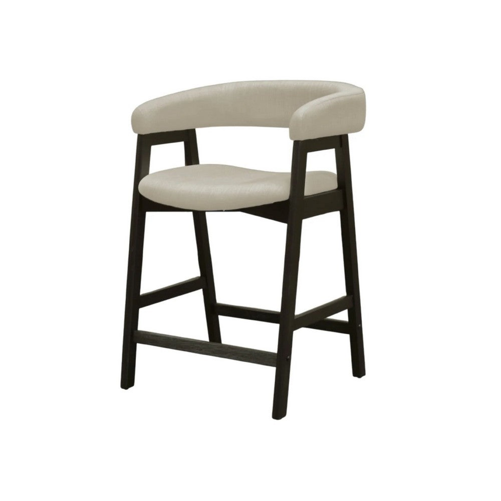 Vecy Counter Height Chair Set of 2, Beige Polyester, Vintage Black Wood - BM352153