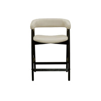 Vecy Counter Height Chair Set of 2, Beige Polyester, Vintage Black Wood - BM352153