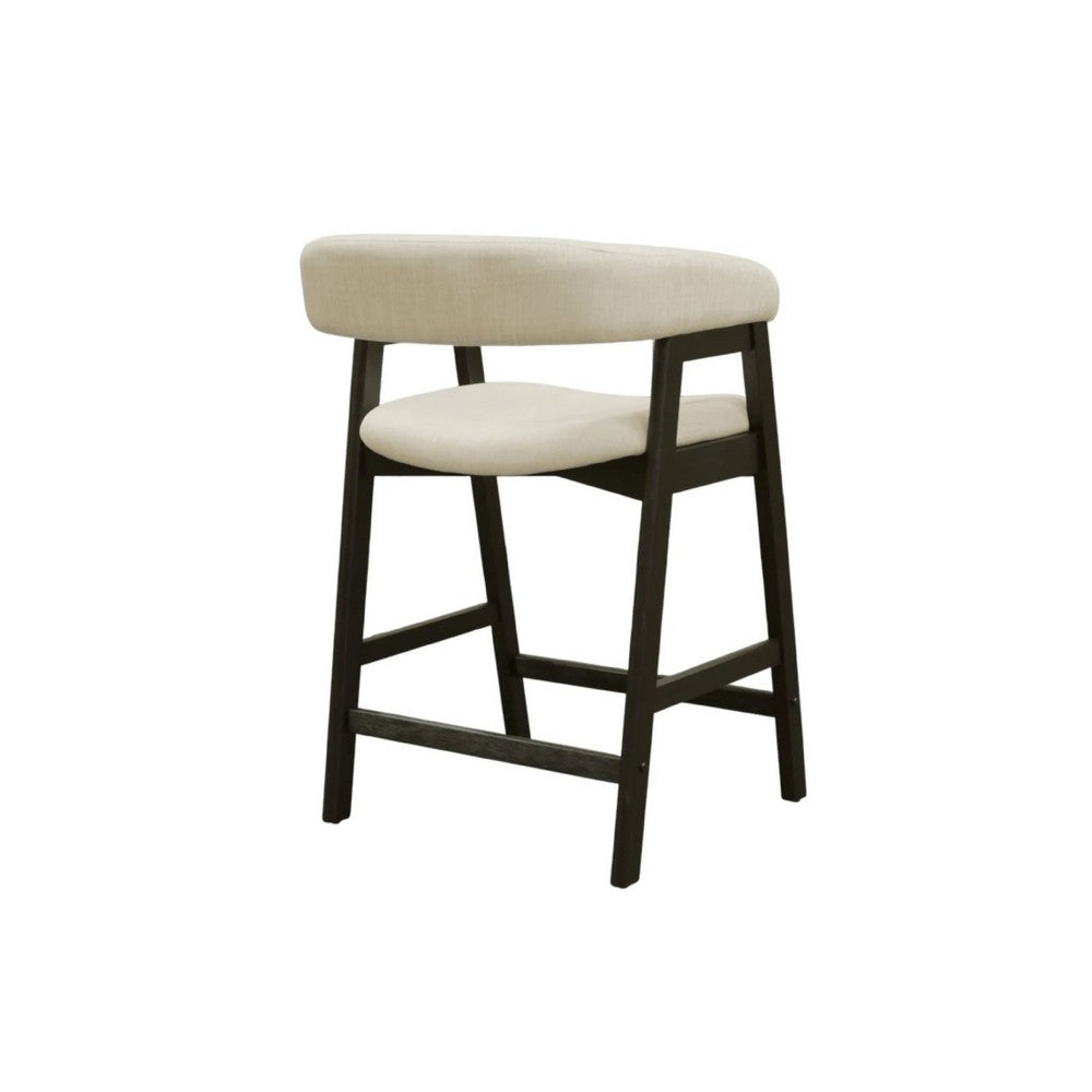 Vecy Counter Height Chair Set of 2, Beige Polyester, Vintage Black Wood - BM352153