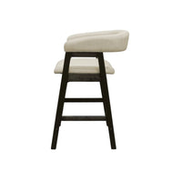 Vecy Counter Height Chair Set of 2, Beige Polyester, Vintage Black Wood - BM352153