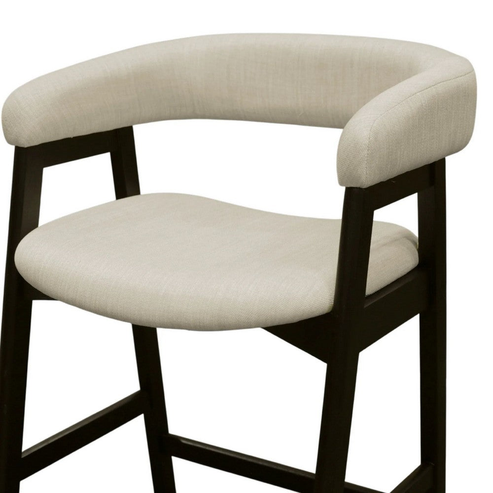Vecy Counter Height Chair Set of 2, Beige Polyester, Vintage Black Wood - BM352153