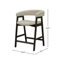 Vecy Counter Height Chair Set of 2, Beige Polyester, Vintage Black Wood - BM352153