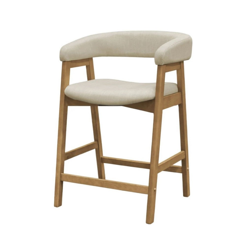 Vecy Counter Height Chair Set of 2, Beige Polyester, Natural Brown Wood - BM352154
