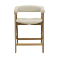 Vecy Counter Height Chair Set of 2, Beige Polyester, Natural Brown Wood - BM352154