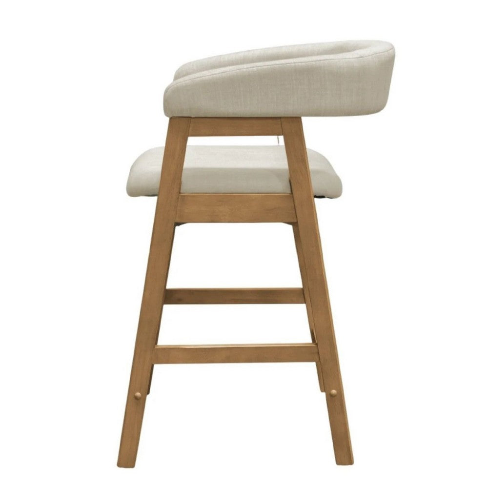 Vecy Counter Height Chair Set of 2, Beige Polyester, Natural Brown Wood - BM352154