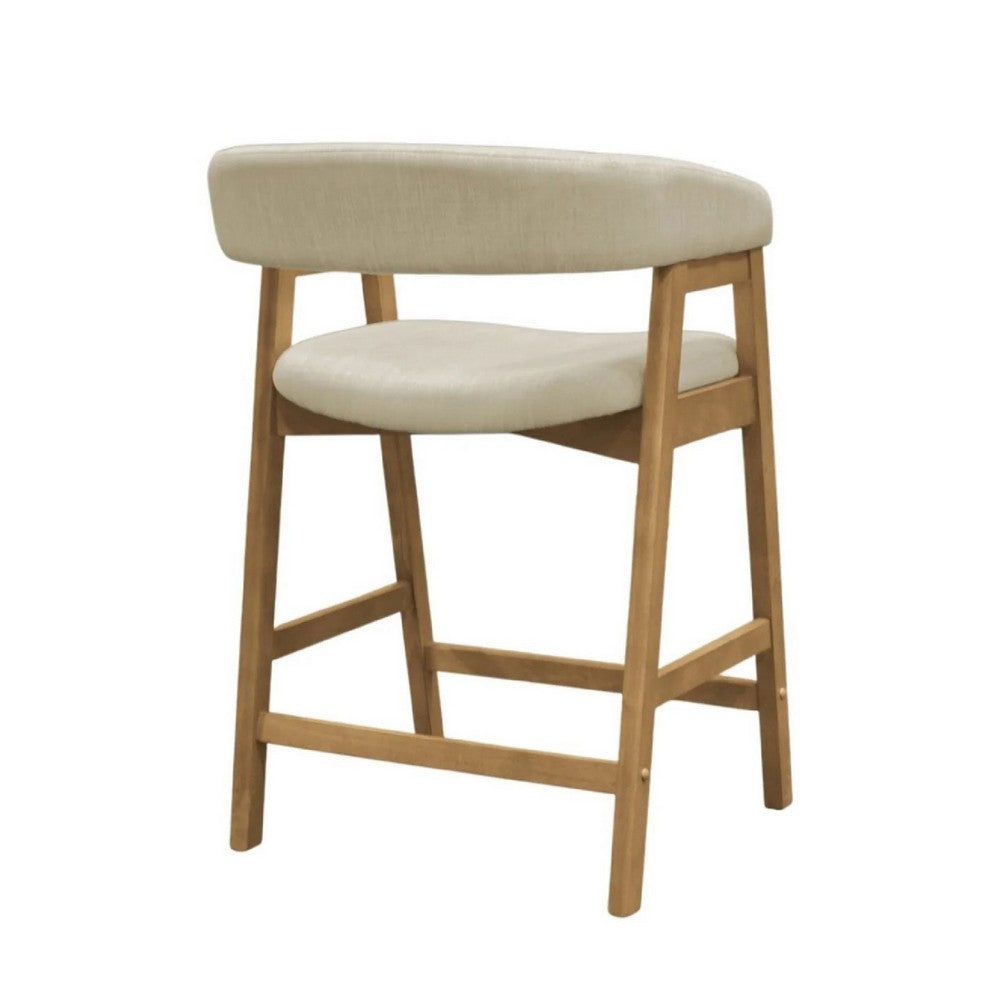Vecy Counter Height Chair Set of 2, Beige Polyester, Natural Brown Wood - BM352154