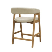 Vecy Counter Height Chair Set of 2, Beige Polyester, Natural Brown Wood - BM352154