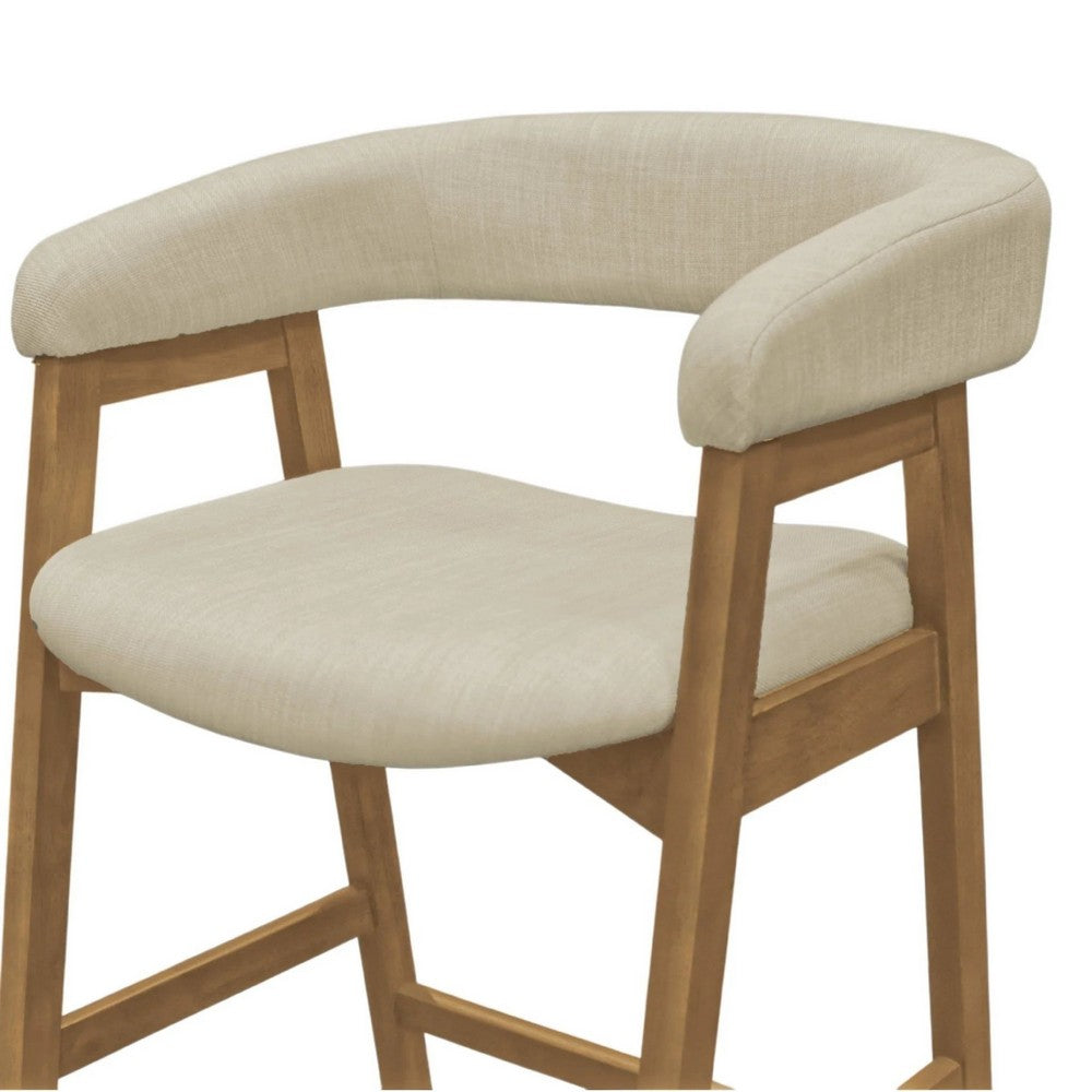 Vecy Counter Height Chair Set of 2, Beige Polyester, Natural Brown Wood - BM352154