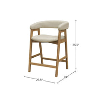 Vecy Counter Height Chair Set of 2, Beige Polyester, Natural Brown Wood - BM352154