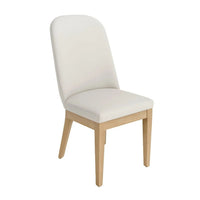 Abil Side Chair Set of 2, Curved Back, Ivory Polyester, Natural Brown - BM352155