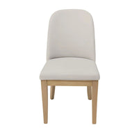 Abil Side Chair Set of 2, Curved Back, Ivory Polyester, Natural Brown - BM352155