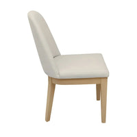 Abil Side Chair Set of 2, Curved Back, Ivory Polyester, Natural Brown - BM352155