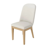 Abil Side Chair Set of 2, Curved Back, Ivory Polyester, Natural Brown - BM352155