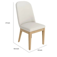 Abil Side Chair Set of 2, Curved Back, Ivory Polyester, Natural Brown - BM352155