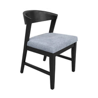Vecy Side Chair Set of 2, Gray Fabric Seat, Curved Back, Vintage Black - BM352156