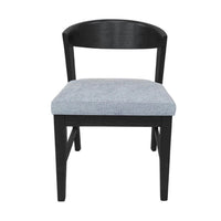 Vecy Side Chair Set of 2, Gray Fabric Seat, Curved Back, Vintage Black - BM352156