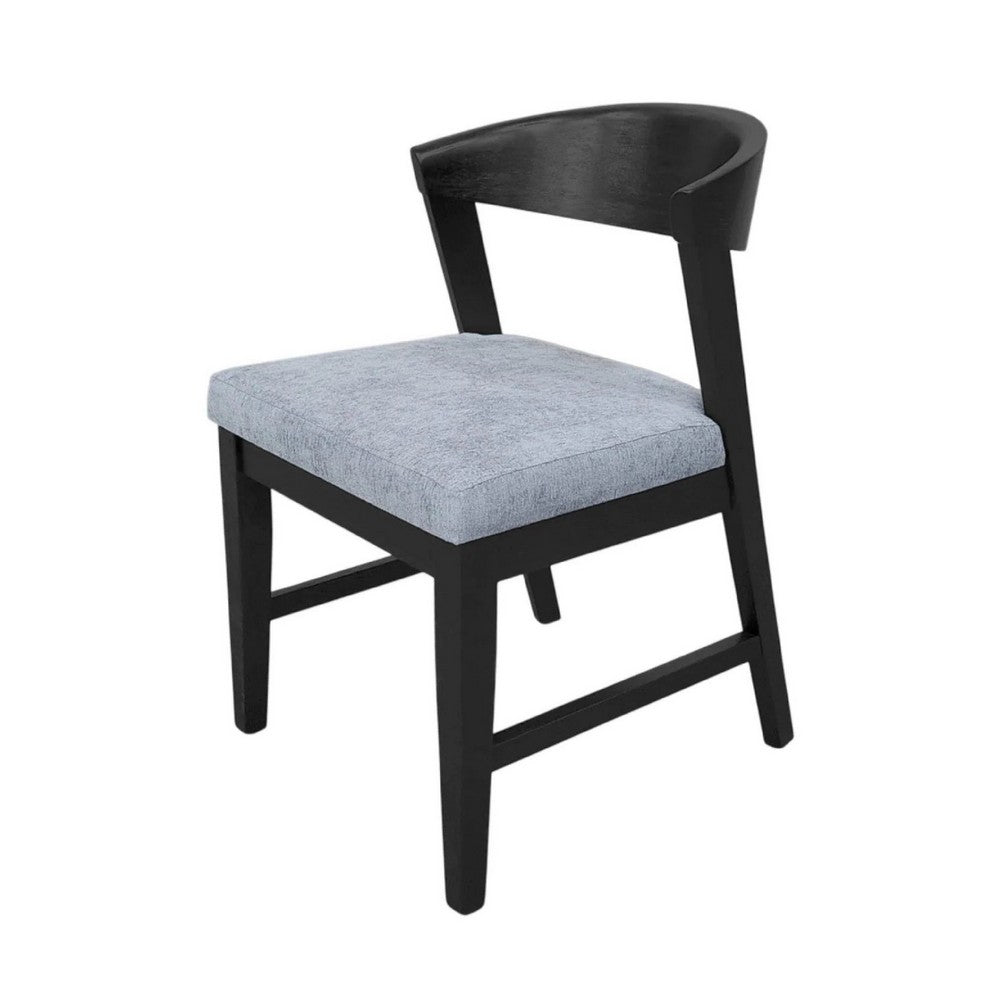 Vecy Side Chair Set of 2, Gray Fabric Seat, Curved Back, Vintage Black - BM352156
