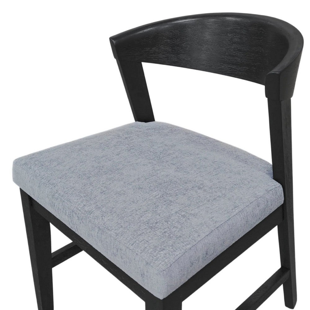 Vecy Side Chair Set of 2, Gray Fabric Seat, Curved Back, Vintage Black - BM352156