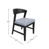 Vecy Side Chair Set of 2, Gray Fabric Seat, Curved Back, Vintage Black - BM352156