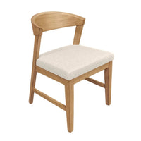 Vecy Side Chair Set of 2, Ivory Fabric Seat, Curved Back, Natural Brown - BM352157