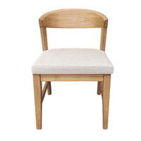 Vecy Side Chair Set of 2, Ivory Fabric Seat, Curved Back, Natural Brown - BM352157