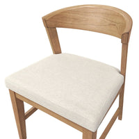 Vecy Side Chair Set of 2, Ivory Fabric Seat, Curved Back, Natural Brown - BM352157