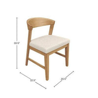 Vecy Side Chair Set of 2, Ivory Fabric Seat, Curved Back, Natural Brown - BM352157