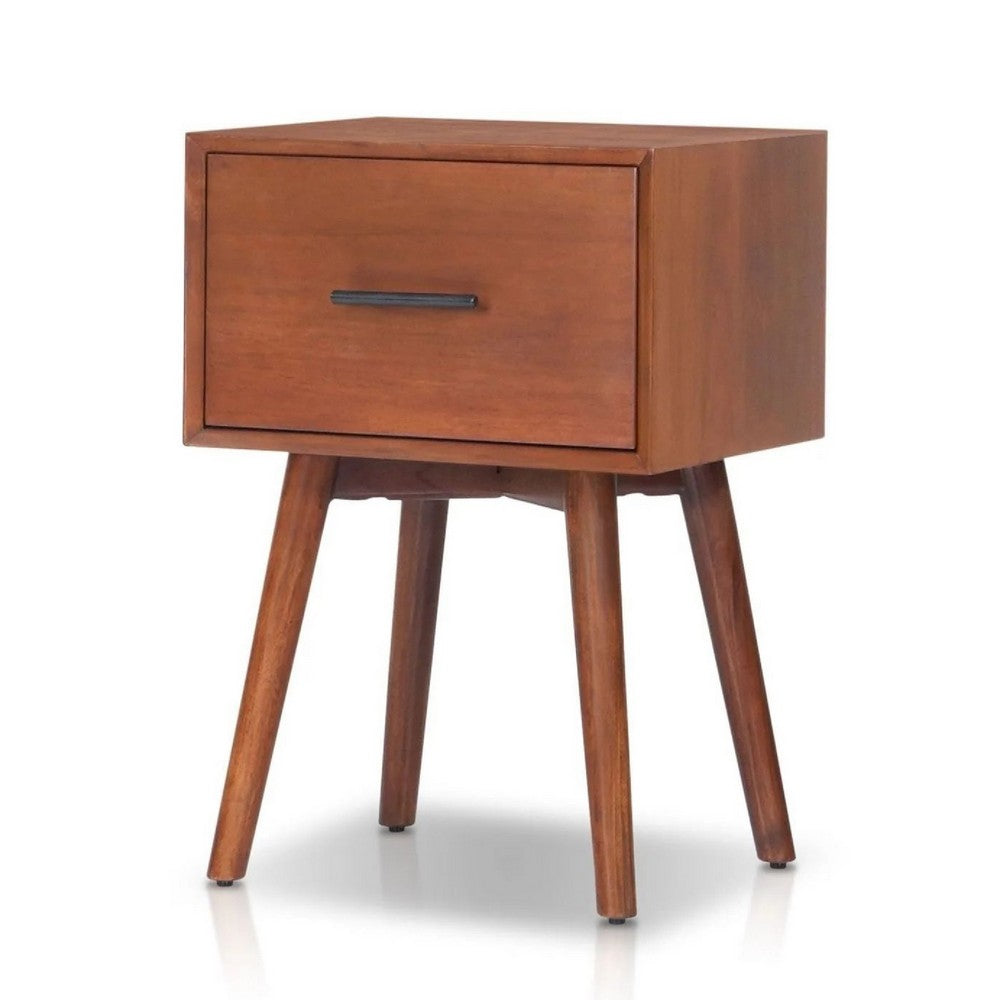 Ian Side End Table w Drawer, Chestnut Brown Wood, 18 Inch Rectangular - BM352158